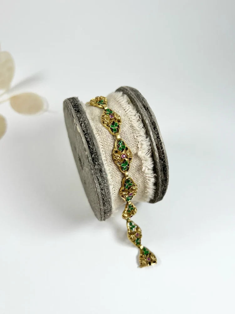 Antique 18 Carat Yellow Gold Bracelet With Rubies And Enamel
