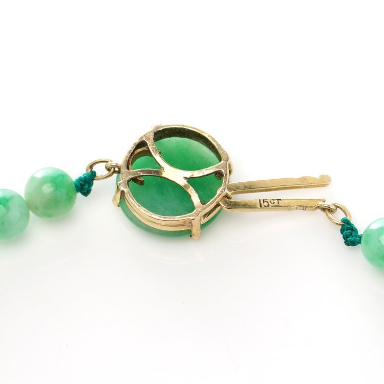 Vintage Bright Apple Green Jade Necklace