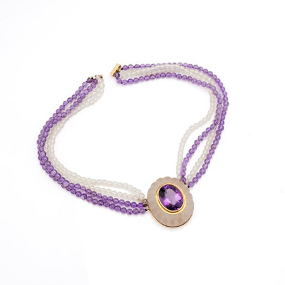 Vintage 24ct Amethyst and Rock Crystal Necklace