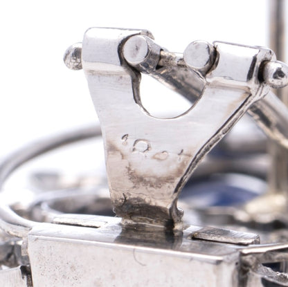 7.20ct Natural Cabochon Sapphire and Diamond Leaf Shaped Cluster Earrings in 18ct White Gold