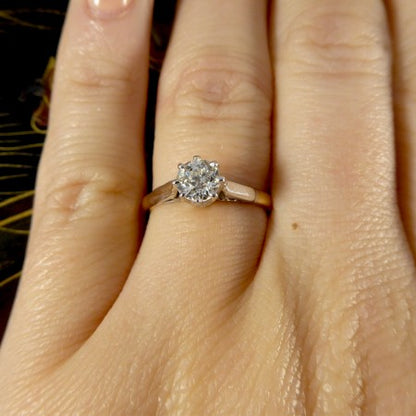 Antique Edwardian 0.53ct Old-Cut Diamond Solitaire Engagement Ring