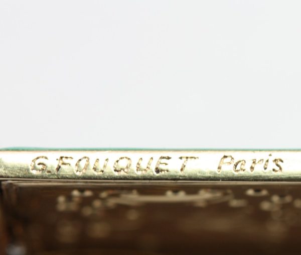 Art Deco Georges Fouquet Jade Green Enamel, Diamond and Platinum Chinese Style Asymmetrical Plaque Brooch; Signed: Georges Fouquet. France, Circa 1920