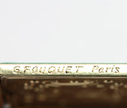 Art Deco Georges Fouquet Jade Green Enamel, Diamond and Platinum Chinese Style Asymmetrical Plaque Brooch; Signed: Georges Fouquet. France, Circa 1920