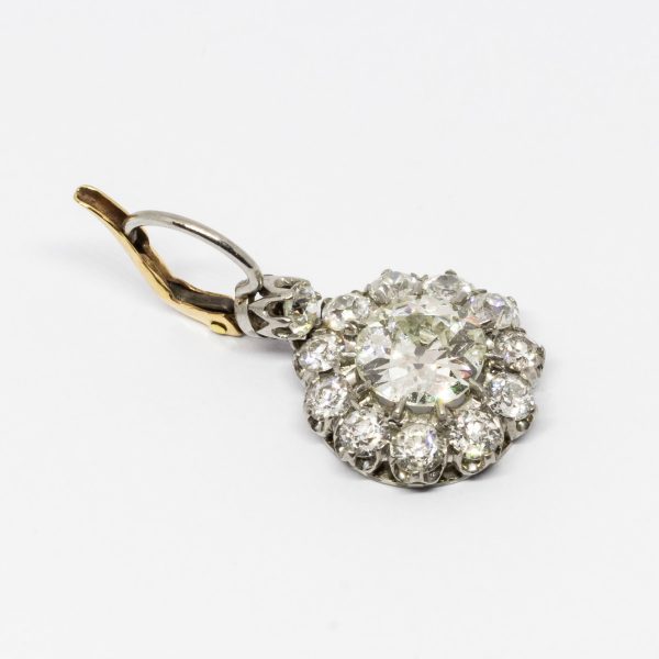 Diamond Platinum Yellow Gold Cluster Earrings