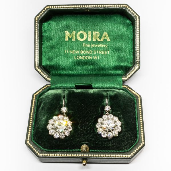 Diamond Platinum Yellow Gold Cluster Earrings