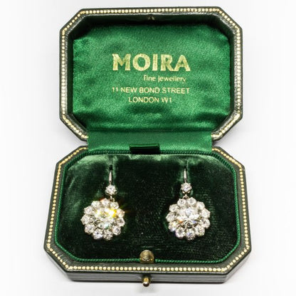 Diamond Platinum Yellow Gold Cluster Earrings