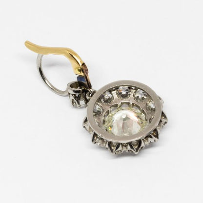 Diamond Platinum Yellow Gold Cluster Earrings