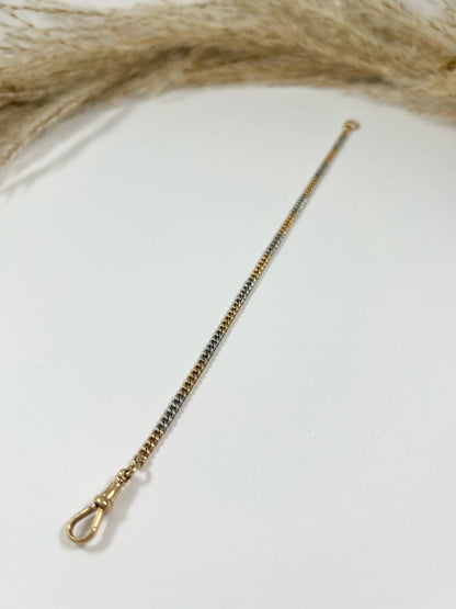 Antique 18 Carat Gold and Platinum Curb Link Bracelet with Swivel Clasp, Circa 1920