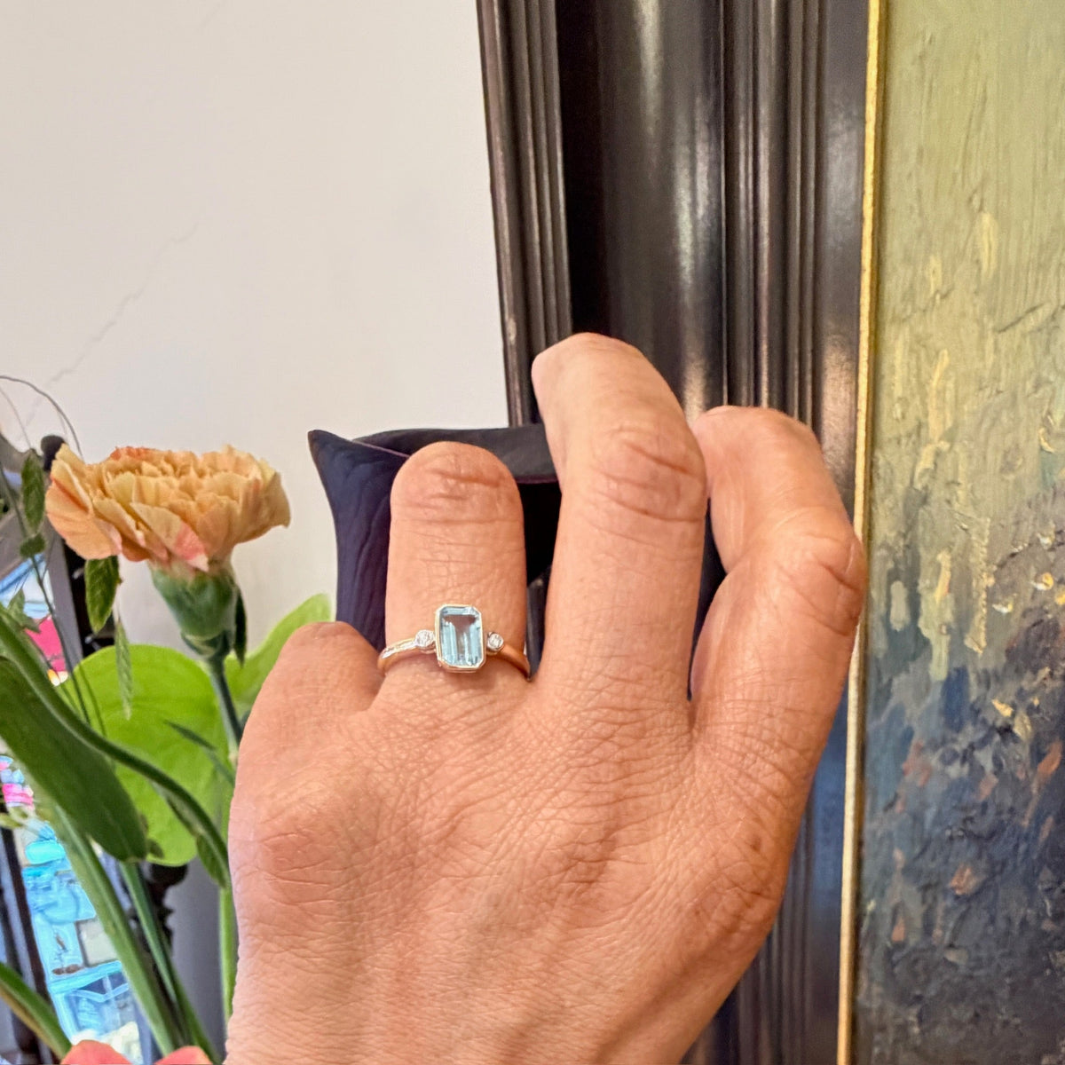 Diamond Topaz 9k Rectangle-Shape Ring 19022-9674