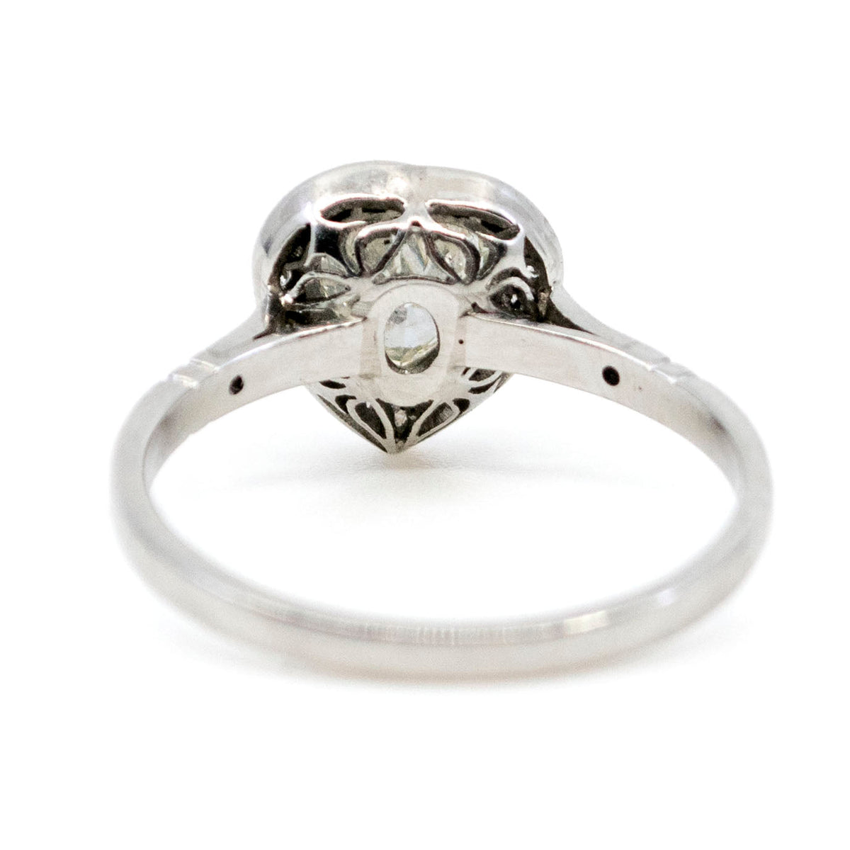 Vintage Heart-Shaped Diamond and Platinum Halo Cluster Ring, 0.80 Carat