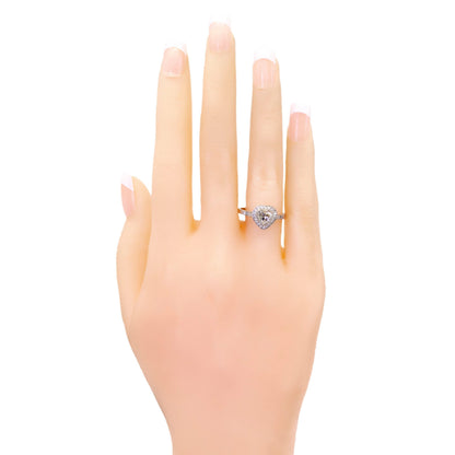 Vintage Heart-Shaped Diamond and Platinum Halo Cluster Ring, 0.80 Carat