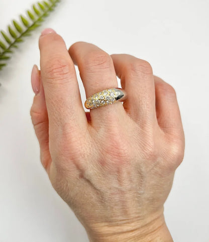 Vintage Diamond Pave Cocktail Ring In 18 Carat Yellow Gold And Platinum