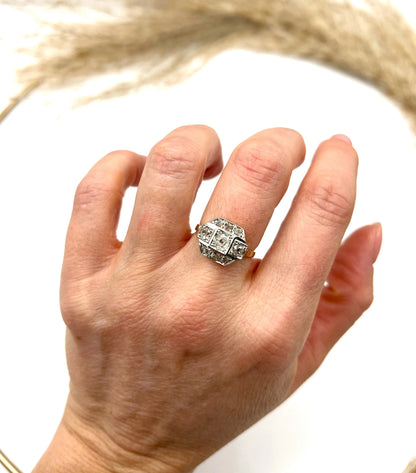 Antique 18 ct Gold And Platinum, 1920's Art Deco Diamond Engagement Ring