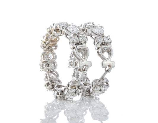 Heart Cut Diamond and 18ct White Gold Hoop Earrings; set with heart-cut and round brilliant-cut diamonds, 6.70 carat total. Circa 2000's