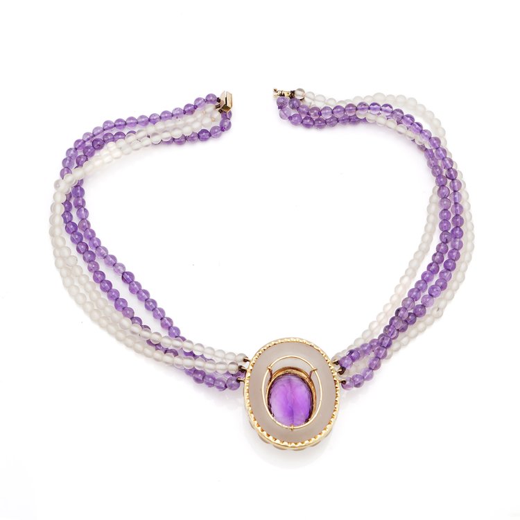 Vintage 24ct Amethyst and Rock Crystal Necklace