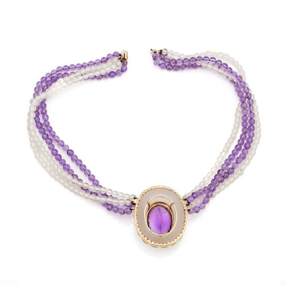 Vintage 24ct Amethyst and Rock Crystal Necklace