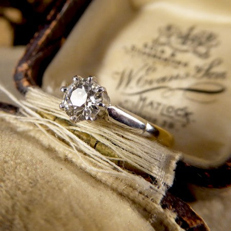Antique Edwardian 0.53ct Old-Cut Diamond Solitaire Engagement Ring
