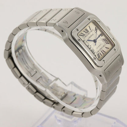 Cartier Santos Galbee 2319 Stainless Steel 29mm Automatic, silver dial, Roman numerals, date function, sapphire crystal glass and crown, Cartier steel bracelet with double fold hidden clasp.
