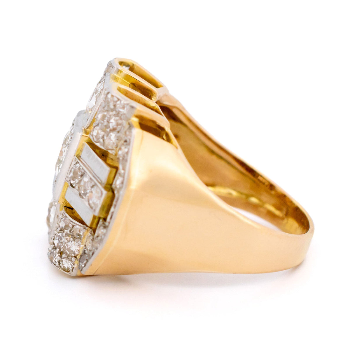 Diamond 14k Platinum Geometric Plaque Ring 19174-9738