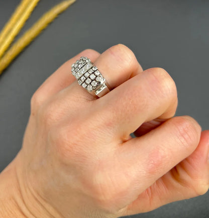 Vintage Diamond Cocktail Ring In 18 Carat White Gold