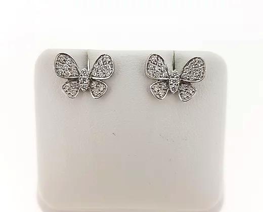Diamond set Butterfly Stud Earrings in 18ct White Gold, 0.50 carat total