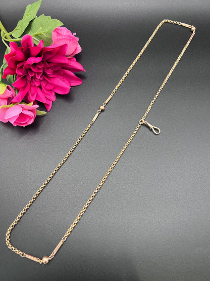 Antique 9ct Rose Gold, Edwardian Fancy Paperclip & Ball Link Belcher Chain 30 Inch