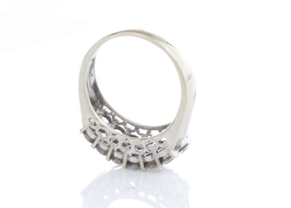 Vintage 3.80ct Diamond Dress Ring; set with three horizontal rows of brilliant cut diamonds, 3.80 carat total, 18ct white gold, Circa 1970's.