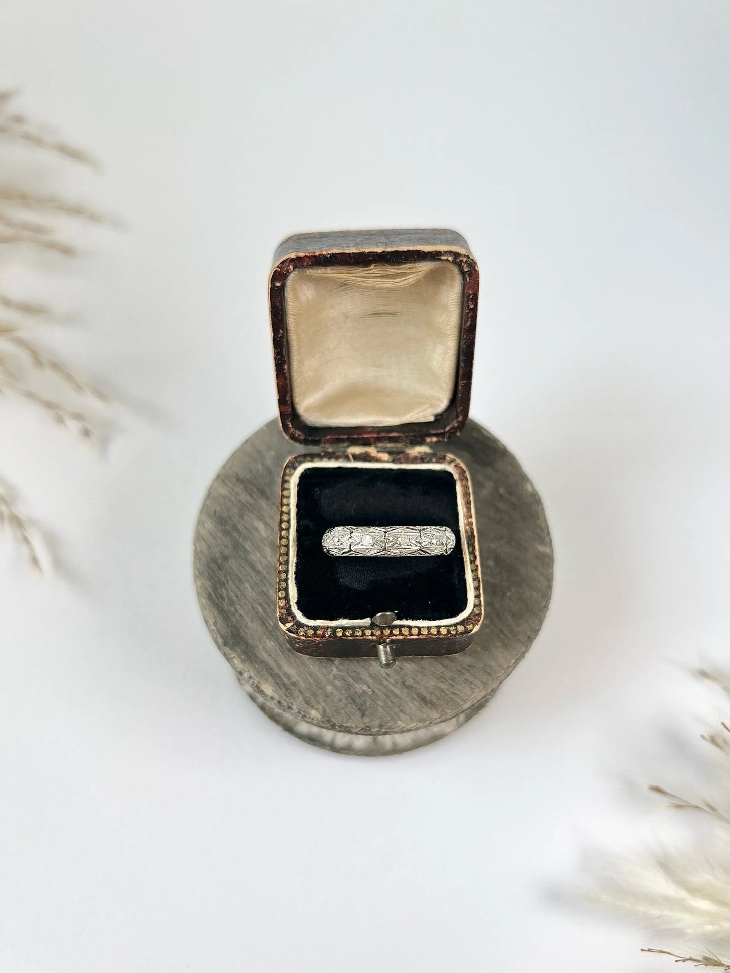 Art Deco Platinum Diamond Set Fancy Filigree Band Ring, Circa 1920