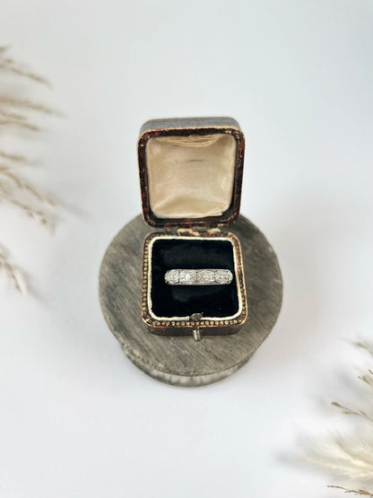 Art Deco Platinum Diamond Set Fancy Filigree Band Ring, Circa 1920