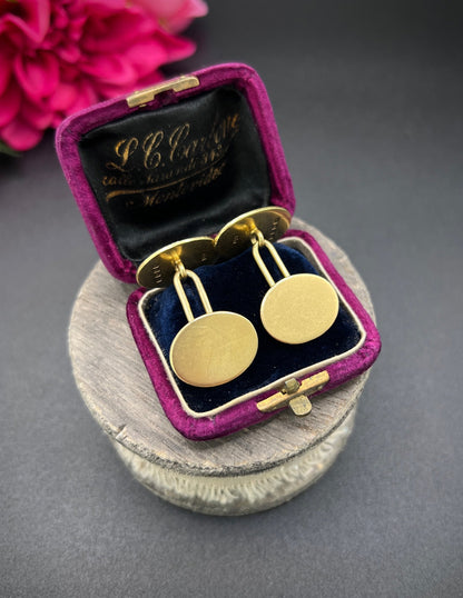 Antique 18 ct Yellow Gold Cufflinks: Heraldic Seahorse Crest, London 1924