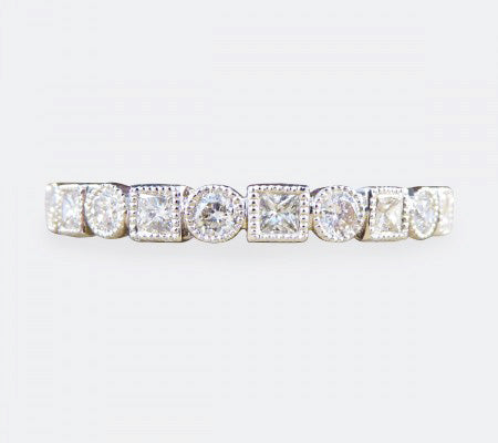 Brilliant and Princess-Cut Full Eternity Diamond Ring, 0.80 carat total