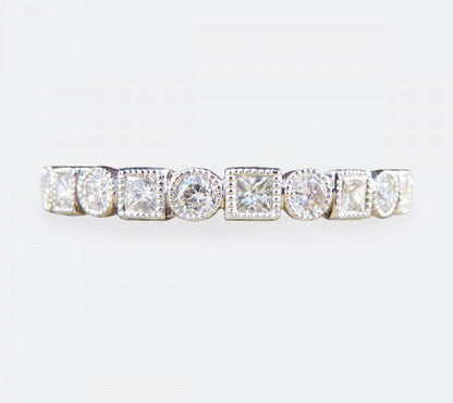 Brilliant and Princess-Cut Full Eternity Diamond Ring, 0.80 carat total