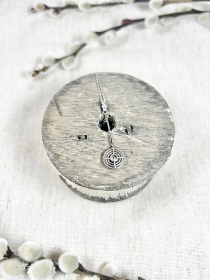 Antique 18 ct White Gold And Platinum Art Deco Diamond Target Pendant Necklace