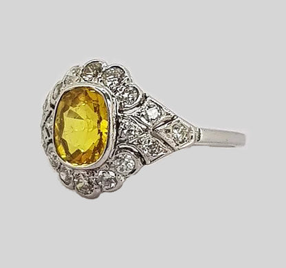 2.10ct Yellow Sapphire and 0.65ct Diamond Cocktail Ring