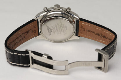 Breitling Bentley Special Edition 45mm Automatic Chronograph Watch, on a Breitling black leather strap with steel fold-over clasp.