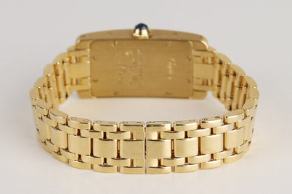 Cartier Tank Américaine Ladies 18ct Yellow Gold Quartz Watch, Ref 1710, white dial, Roman numerals, sapphire crystal, 18ct yellow gold bracelet with double-fold clasp, with Cartier box.