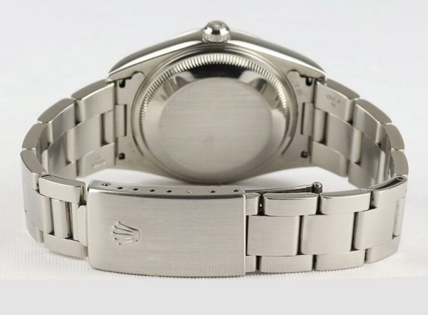 Rolex Oyster Perpetual Date 34mm Stainless Steel 15200 Automatic Watch with Silver Dial, on a stainless steel Oyster bracelet