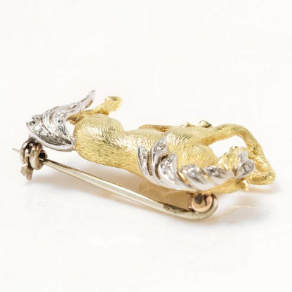 Vintage 18ct Yellow Gold Horse Brooch with Diamonds, Circa 1970s
