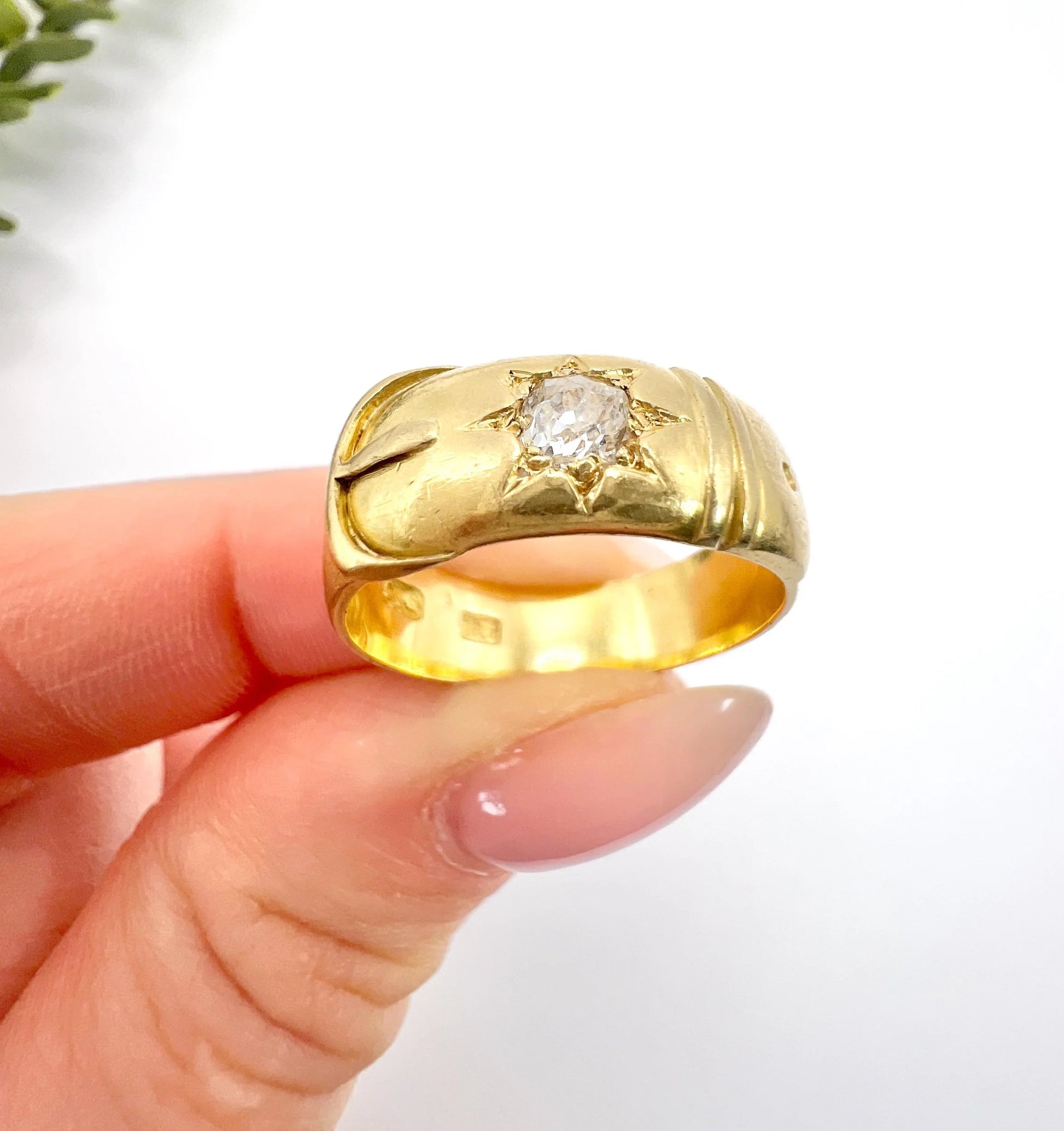 Antique 18 Carat Yellow Gold Edwardian Star Set Diamond Buckle/Belt Ring