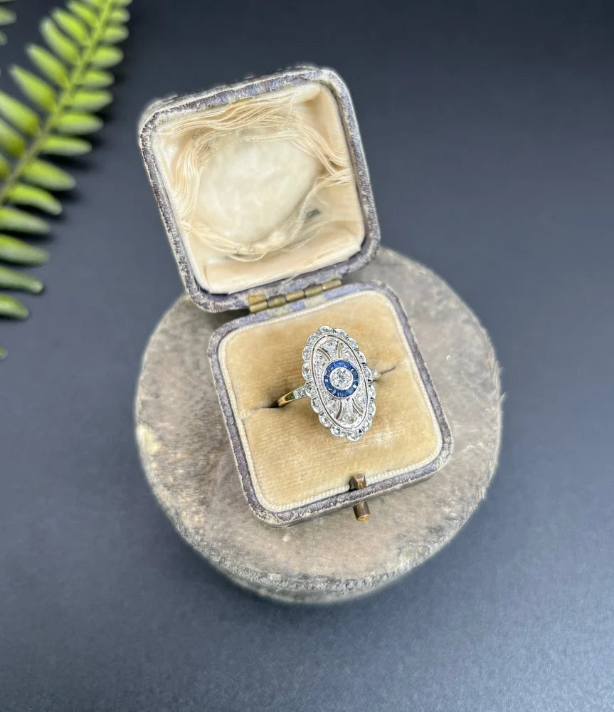 Antique Edwardian Sapphire and Diamond Panel Dress Ring