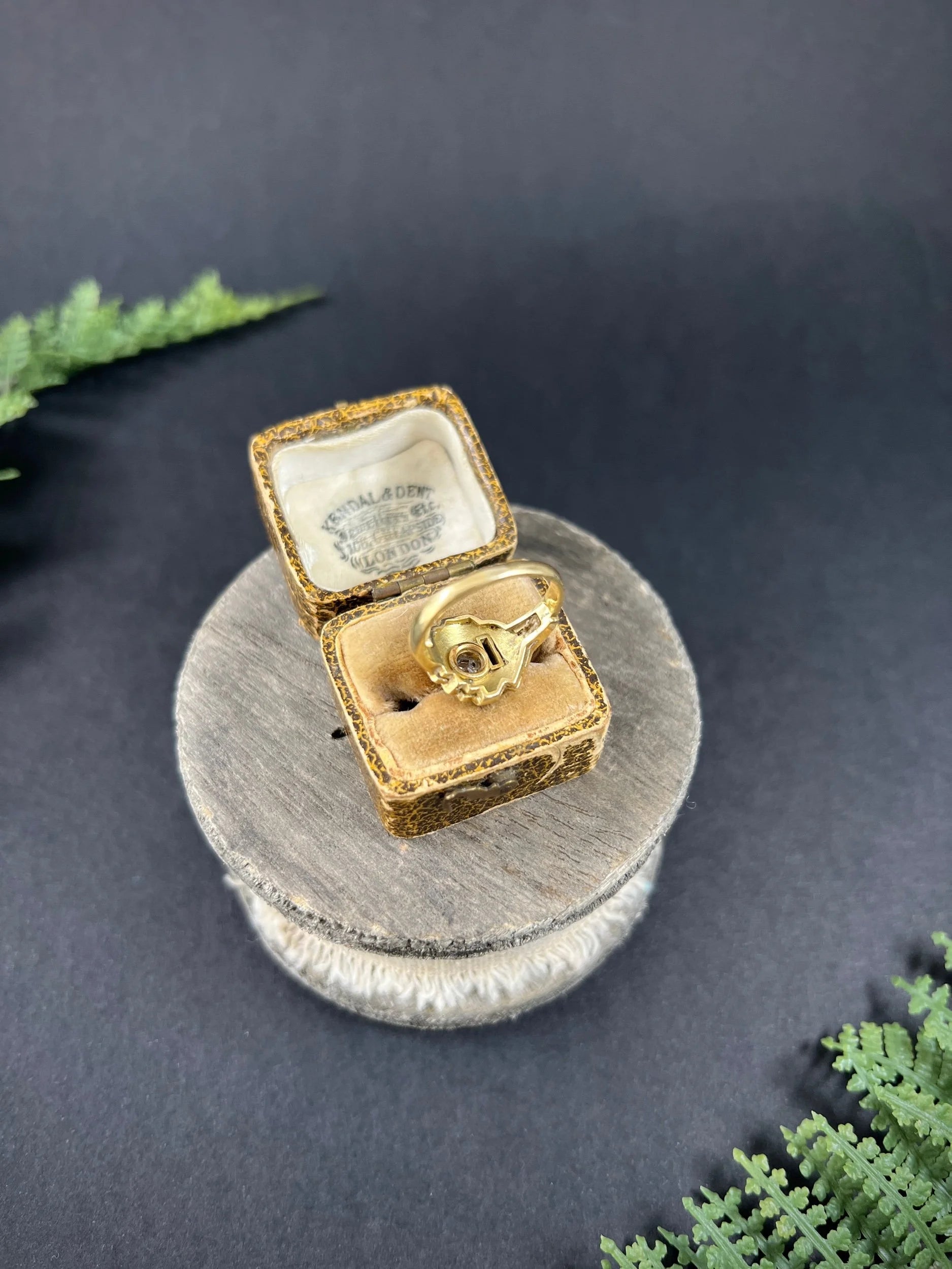 Art Deco 18 Carat Yellow Gold Sapphire and Diamond Geometric Ring, Circa 1920