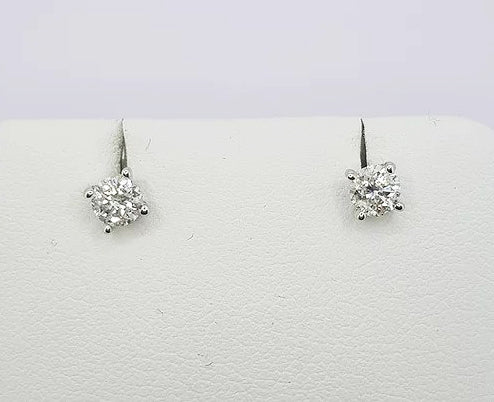 0.50ct Diamond Solitaire Stud Earrings; brilliant-cut diamonds, 0.50 carat total, four-claw set, post and butterfly fittings, 18ct white gold