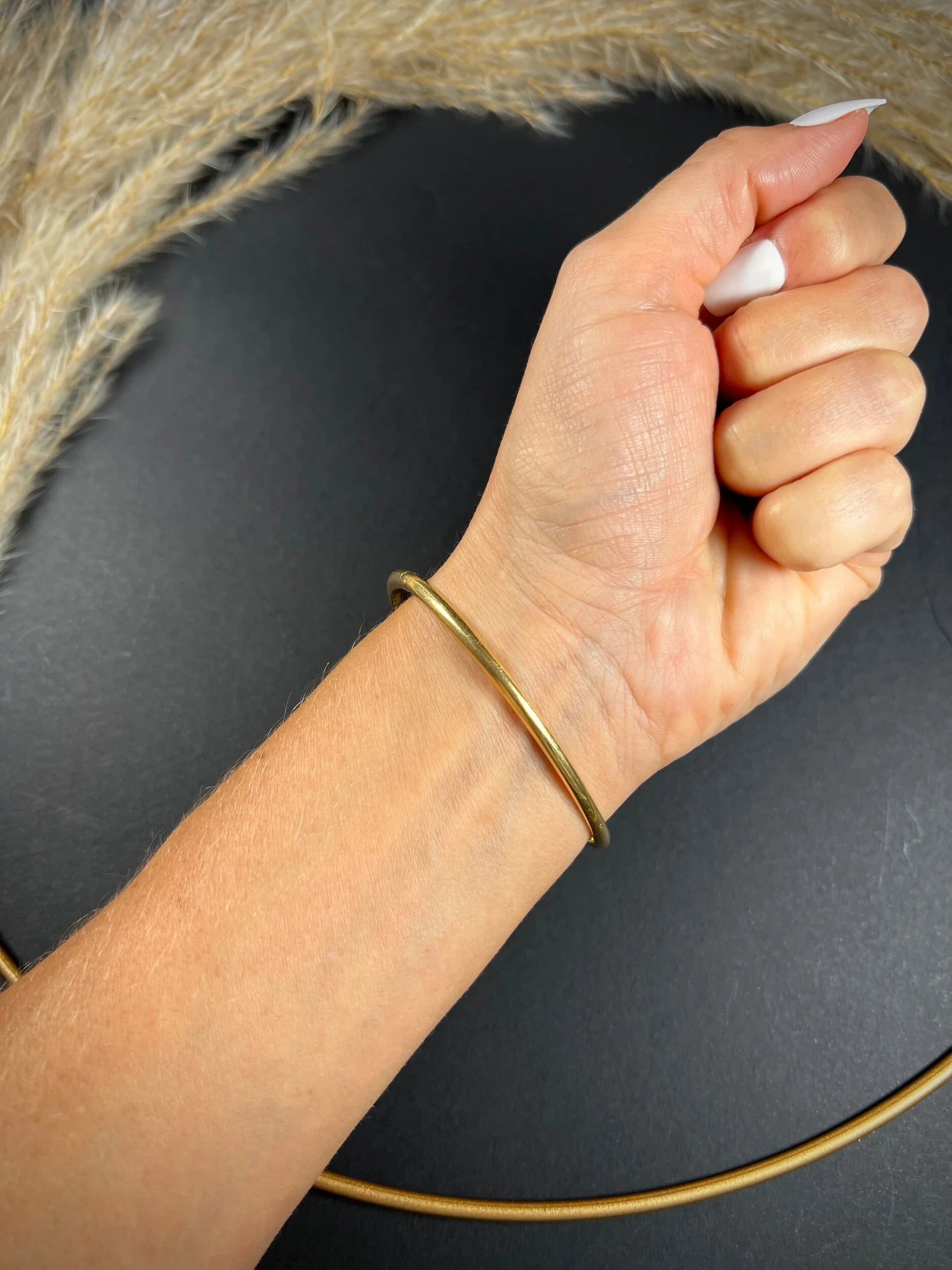 Vintage French 18 Carat Yellow Gold Diamond Bangle Bracelet, Circa 1960