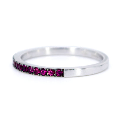 18 Carat White Gold Ruby Half Eternity Band Ring, 0.35 Carat
