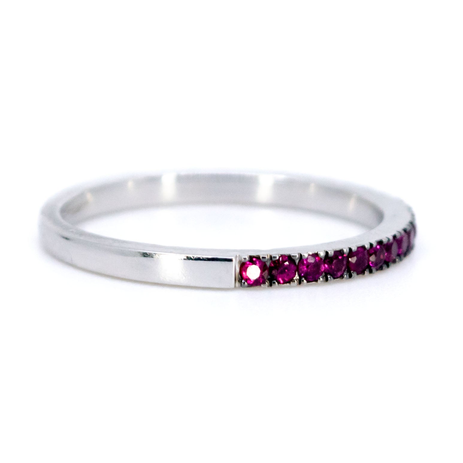 18 Carat White Gold Ruby Half Eternity Band Ring, 0.35 Carat