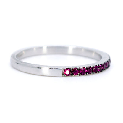 18 Carat White Gold Ruby Half Eternity Band Ring, 0.35 Carat