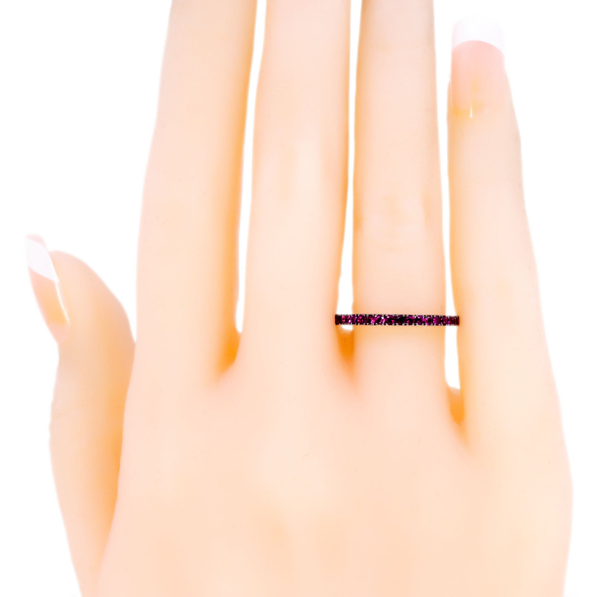 18 Carat White Gold Ruby Half Eternity Band Ring, 0.35 Carat