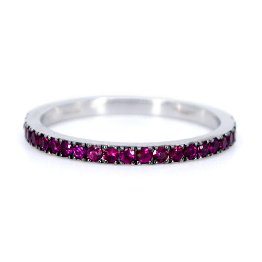 18 Carat White Gold Ruby Half Eternity Band Ring, 0.35 Carat