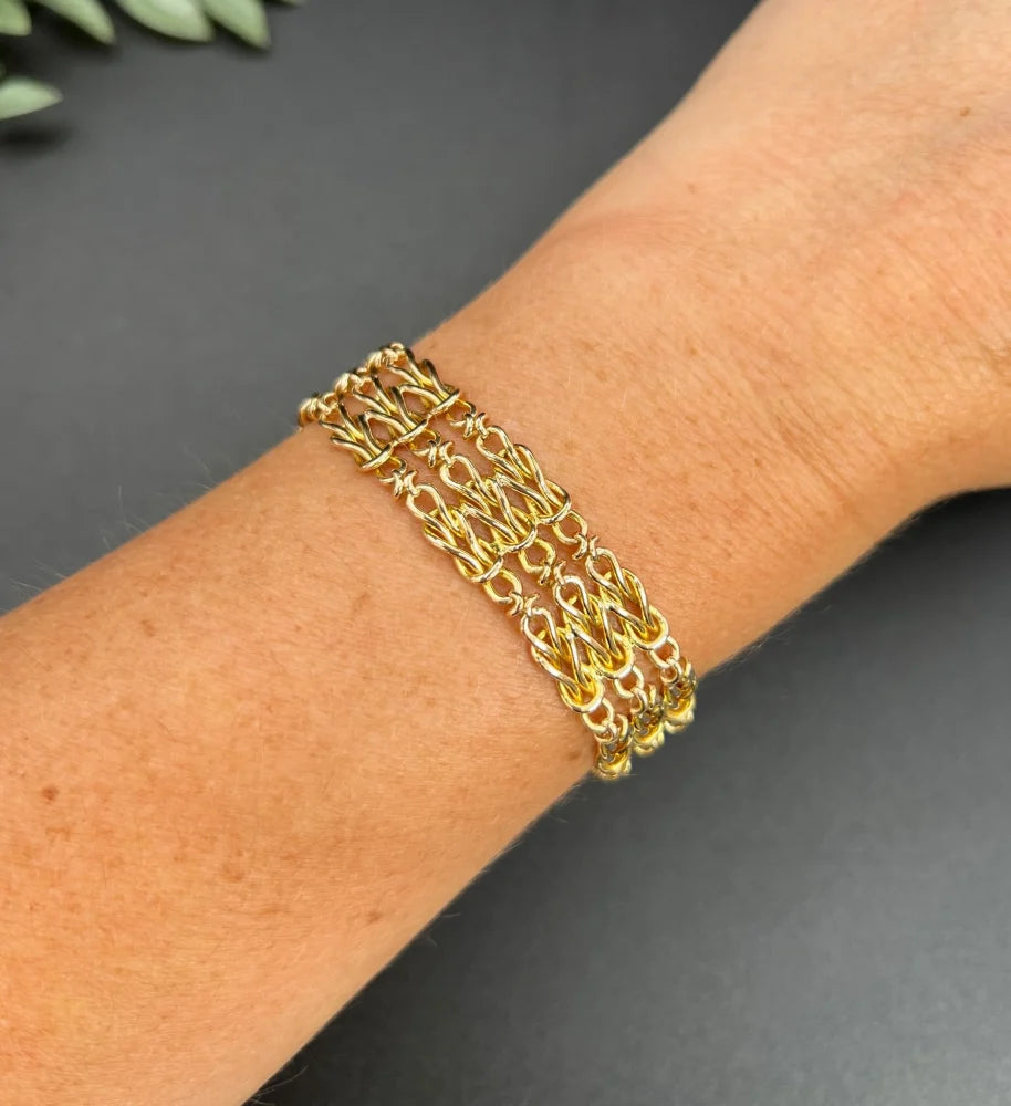 Antique 15ct Yellow Gold Lovers Knot Fancy Link Gate Bracelet