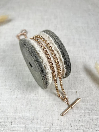 Antique 9ct Rose Gold, Edwardian Round Faceted Belcher Link Chain with Moveable T-bar